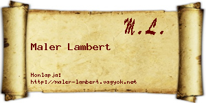 Maler Lambert névjegykártya